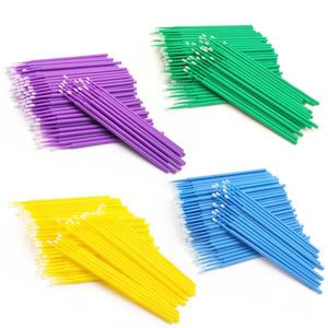 Cotton Swabs Sdattor 100pcs/bag Disposable Colorful Cotton Swabs Micro Brushes Eyelashes Extension Cleaning Swab Cosmetic Makeup Tools 231007