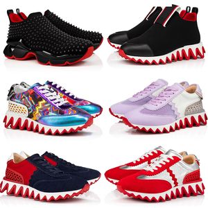 With Box Loubutins Christians Top Red Bottomes Perfect Brands Outdoor Couple Sports Low Cut LoubiShark Sneakers For Men Women Casual Flats Shoes Fashion Traine Tvo