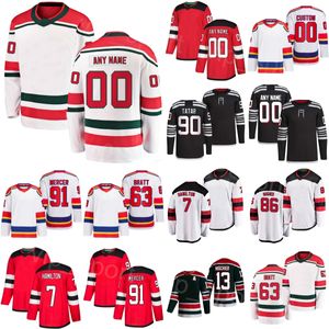 Women Men Youth Hockey 56 Erik Haula Jersey 86 Jack Hughes 13 Nico Hischier 7 Dougie Hamilton 63 Jesper Bratt 91 Dawson Mercer 90 Tomas Tatar Alternate Custom