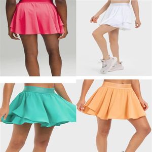 Lu Court rivaliserande tennis kjolar veckade yogakjol Gymkläder Kvinnor som kör fitness golfbyxor shorts Sports Back midja Pocket291T