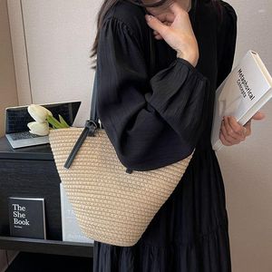 Sacos de noite Grande capacidade verão praia para mulheres 2023 boêmio palha bolsa de ombro boho feminino designer rattan tecido totes bolsas