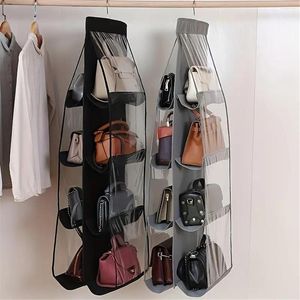 Aufbewahrungstaschen, 1 Stück, 8 Taschen, hängende Geldbörse, Handtaschen-Organizer, klares Regal, Taschensammlung, Halter, Kleiderschrank, Schrankraum