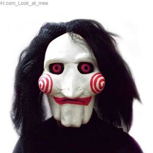 Parti Maskeleri Cosplay Film Testere Testere Katliam Jigsaw Kukla Maskeleri Lateks Ürpertici Cadılar Bayramı Hediye Tam Maske Korkunç Prop Unisex Parti Malzemeleri Q231009