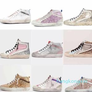 Scarpe casual Mid Slide star sneakers alte Top Moda Donna casual lusso marchio italiano Scarpe da ginnastica dorate con paillettes classiche