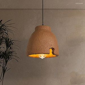 Pendant Lamps Nordic Wabi Sabi E27 Led Chandeliers Dining Room Lights Lustre Clay Suspend Lamp Home Decor Loft Hanging Light Fixtures