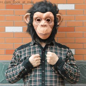 Party Masks Realistic Orangutan Latex Masks Full Face Animal Mask Scary Mask Halloween Party Cosplay Prop Masquerade Fancy Dress Q231007