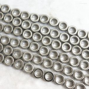 Perline Moda Argento-colore Ematite di alta qualità Cerchio di pietre a forma di anello 6mm 8mm 10mm 12mm Gioielli allentati B211