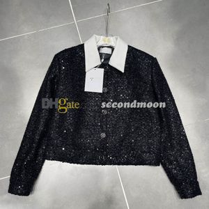 Shiny Sequin T Shirt Women Lapel Neck Tees Letter Button Party T Shirts Long Sleeve Tee