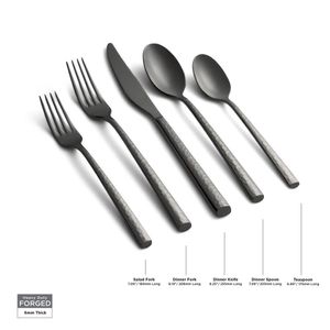 Flatware Sets Graze By Cambridge Toya Forged 18 Stainless Steel Hammered Black Mirror 20-Piece Set Service For 4 Drop Delivery Home Ga Dhjdn