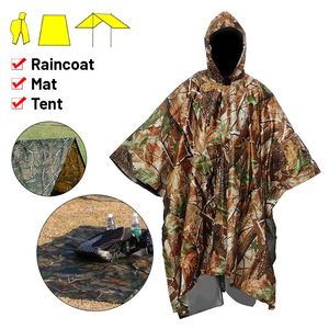 Rain Wear 3 in 1 Multifunctional Raincoat Waterproof Rain Poncho Backpack Hiking Rain Cover Motorcycle Outdoor Awning Camping Tent Mat 231007