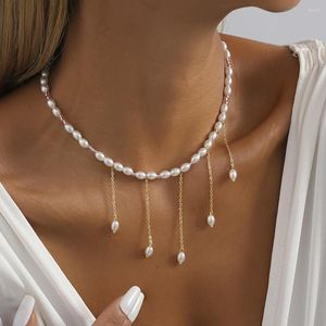 Pendant Necklaces Retro Crystal Rice Beads Necklace For Women Trendy Ladies Party Banquet Gift 2023 Fashion Jewelry Wholesale Direct Sales