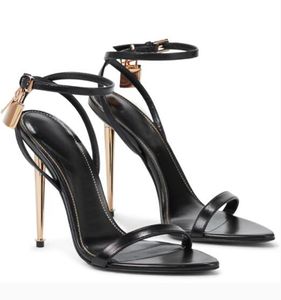 Top Quality Woman Sandal queen tom-sandal padlock sandals high-heeled Luxury Designer high-heeled naked pumps summer shoes pointy toe With Box