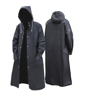 Rain Wear Black Fashion Vuxen Vattentät lång regnrock Kvinnor Män Regnrock Huven för utomhus vandringsresor Fiske Klättring förtjockad 231007