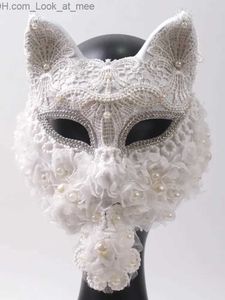 Party Masks Venice Carnival Cat Mask Black Masquerade Graduation Party Accessories Women Elegant Halloween Cosplay Masks Q231007