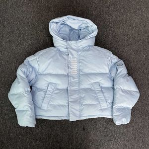 Męskie kurtki Trapstar London Dekodowany z kapturem Puffer 2.0 Ice Blue Jacket Hafting Literting Hoodie Winter Coat6646