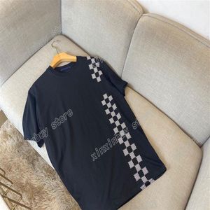 22ss homens mulheres designers camisetas tee xadrez impressão manga curta homem tripulação pescoço paris moda streetwear preto branco S-XL233v