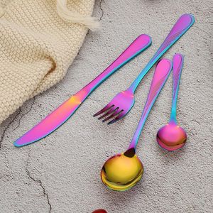 Dinnerware Sets Gold Plating Knife Spoon Fork Set Cutlery Rose Stainless Steel Selling Luxury 24 Pcs