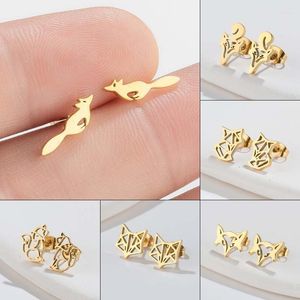 Ohrstecker Hohlschliff Origami Tier Ohrschmuck Stil Großhandel Silber/Gold/Schwarz plattierter Edelstahl für Männer Frauen