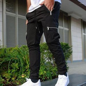 Calças masculinas Cargo Track Homens Slim Fit Calças de treino Masculino Multi-bolso Casual Skinny Men Sportswear