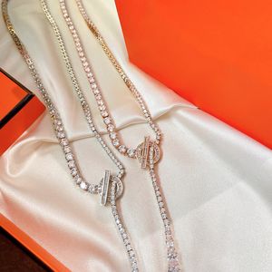 Fashion Women Jewelry Sier Necklace Simple Exquisite Q-shaped Horizontal Bar Square Diamond Design Charm Noble Designer Gorgeousdesigner sterling jewelry