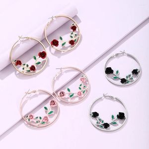 dangle earringsヴィンテージカットアウトローズフラワー女性ファッションジュエリーアクセサリーレッドフラワーズラウンドラグジュアリーデザイナー