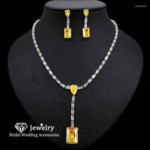Necklace Earrings Set For Women Wedding Accessories Bridal Dress Engagement Jewerly Sets Simple Design Bijoux Luxury HL100