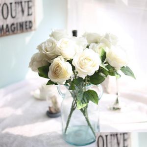 Ghirlande di fiori decorativi 5 teste Veet Roses Fiore Fai da te Ghirlanda da sposa Bouquet Organizzare accessori Compleanno Festa di Natale Drop Del Dhlri