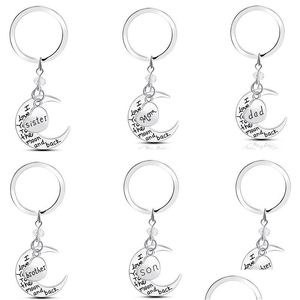 キーリングファッションレタリングママパパ息子daugther heart moon alloy i love you sier keychainジュエリーギフトドロップ配達otkel