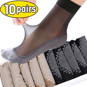 Women Socks 10pairs Summer Soft Silk Cotton Breathable Bottom Non-Slip Transparent Ladies Short Sock Nylon Slippers