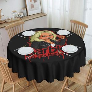 Table Cloth Round Halloween Eat Your Heart Out Oilproof Tablecloth 60 Inch Cover For Kitchen Dinning