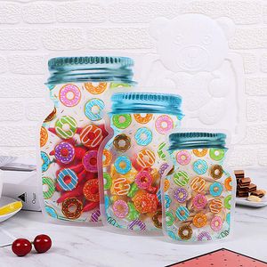 Mason Bottles Shape Food Fresh Storage Bags Zipper Mylar Smell Proof Stand Up Pouch Sealing For Dry Fruit Snack Peanut Sugar Coffee Bean Powder Sand Nuts Packaging