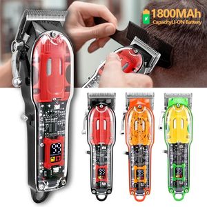 Electric Shavers Transparent Electric Trimmer Men Beard Trimming Professional Clippers USB Rechargeable Machine Hair Cutting Clippers Shaving 231006