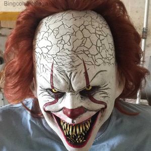 Tema kostym cosplay halloween mask huvudbonader skrämmande clown full ansikte latex lysande skräck maskerad come party festival prop dekorationl231008