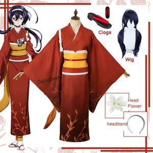 Anime bungou bungo stray dogs 4 izumi kyouka cosplay kimono klänning kvinnor yukata halloween kostym kyouka peruk clogs skor outfitcosplay