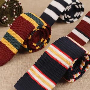 Linbaiway 5cm Sknniy Ties for Men's Knitted Flat Head Knitted Striped Tie Slim Neckties For Wedding Formal Cravat Custom LOGO259q