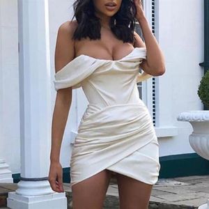 Casual Dresses High Quality BodyCon Satin Dress Party Mini 2021 Double Layer Summer Celebrity Evening Club270e