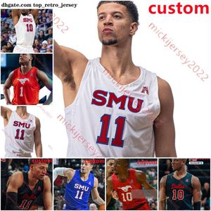 SMU Mustangs cucite personalizzate Jersey Zhuric Phelps Jalen Smith Stefan Todorovic Mo Njie Xavier Foster Jackson Young Trey Utter Mens College Basketball Maglie da basket SMU