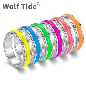 Titanium Stainless Steel Night Glow Rotating Luminous Ringfor Men Women Decompression Anxiety Resistant Finger Rings Band Jewelry Accessories Wholesale Cheap