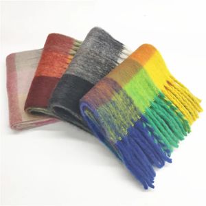Scarves Classic Men and Womens Rainbow Striped Plaid Fashion Thickened Cashmere Scarf Shawl Blanket 231007