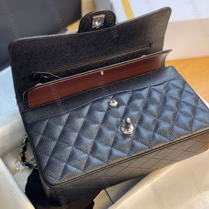 10A Mirror Quality Classic Quilted Double Flap Bag 25cm Medium Top Tier Genuine Leather Bags Caviar Lambskin Black Purses Shoulder Chain Designer Handbag 605ess