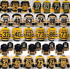 Erkek Hokey 37 Patrice Bergeron Jersey Ters 63 Brad Marchand 88 David Pastrnak 40 Tuukka Rask 74 Jake debrusk 73 Charlie McAvoy Kış Klasik Stadyum Serisi