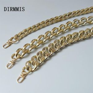 Nova moda mulher bolsa acessório corrente destacável substituição luxo ouro acrílico cinta feminina ombro diy resina sólida chain252e