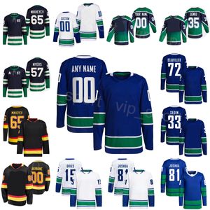 Hockey Reverse Retro 81 Dakota Joshua Jersey 35 Thatcher Demko 72 Anthony Beauvillier 57 Tyler Myers 15 Sheldon Dries 65 Ilya Mikheyev Navy Blue White Kids Man Woman