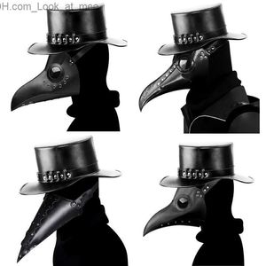 Party Masks Plague Doctor Mask for Face Scary Medieval Steampunk Raptor Disguise Cosplay Gothic Carnival Funny Halloween Leather Mask vuxna Q231009