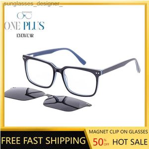 Sonnenbrillengestelle, verschreibungspflichtige Brillen, magnetisch, zum Aufstecken, polarisierte Sonnenbrillen, Acetat-Brillengestell, blau geschnittene Brillengestelle, G5256, One Plus Eyewear, L231007