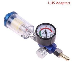 Spritzpistolen Blau Klare Pistole Air Regator Gauge Inline Öl Wasserfalle Filter Separator JP/EU/US Adapter Pneumatische Werkzeuge für Airbrush Drop DHR6O