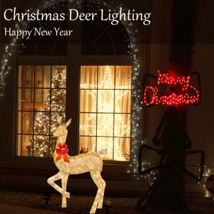 크리스마스 순록 엘크 LED 가벼운 장식 빛 장식 빛나기 조각 정원 잔디밭 야외 마당 장식품 크리스마스 장식