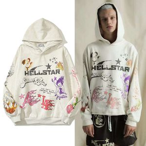 Luxury Clothing Designer Fashion Mens Sweatshirts Chaogao Street New Hell-Star Skull Graffiti Print Hooded Sweater Unisex Hoodie