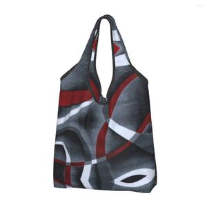 Torby na zakupy nowoczesne streszczenie szary czerwone wirowania torba kobiet przenośna duża pojemność artykuły spożywcze kolorowy teksturę geometryczną kupującą torbę