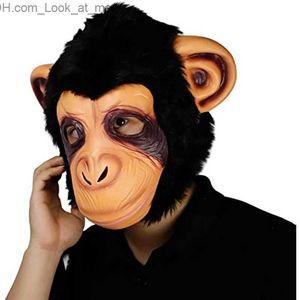 Party Masks Mask Full Face Real Latex Mascara Animal Head Hood Halloween Carnival Cosplay Jolly Chimp Masquerade Costume for Adult Q231007